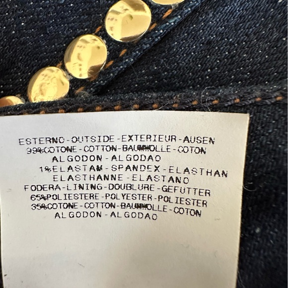 JustCavalli dark blue denim pants with round flat gold studs on the side Size 27 - Picture 12 of 15